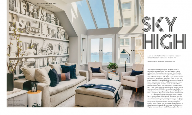 A page from the spread in Modern Luxury Magazine featuring Levy Art + Architecture's "Hermitage Russian Hill" project
